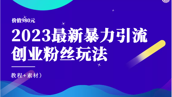 价值980元的2023最新暴力引流创业粉丝玩法（教程+素材）-颜夕资源网-第18张图片